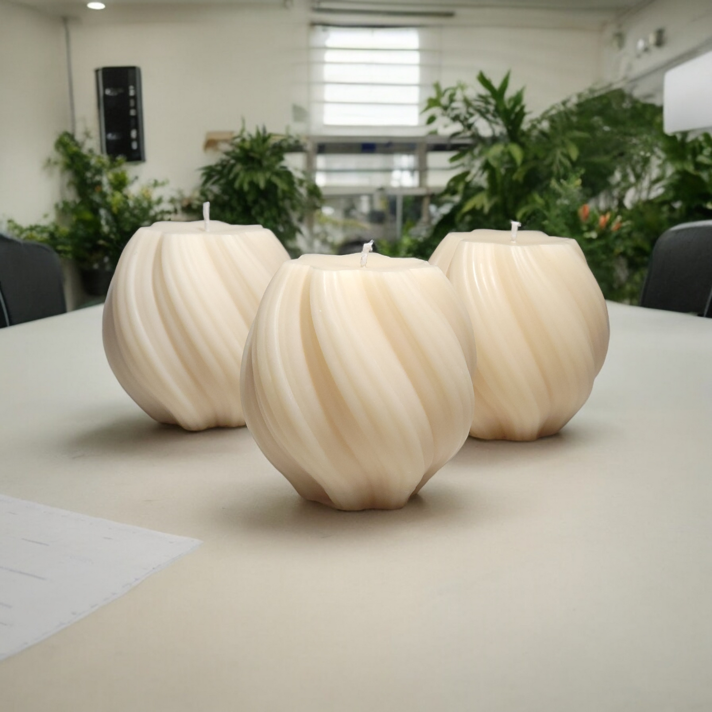 Spiral Geometric Pillar Candle